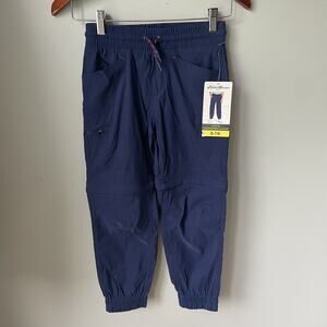 Eddie Bauer NWT boys Athletic Pants Size 7/8 Size Small Removable Pants To Short